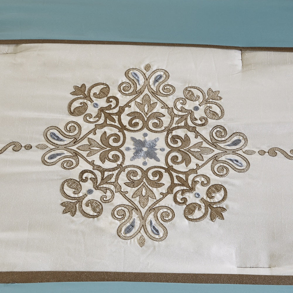 Ensemble de couette 7 pièces Madison Park Lorraine en jacquard bleu