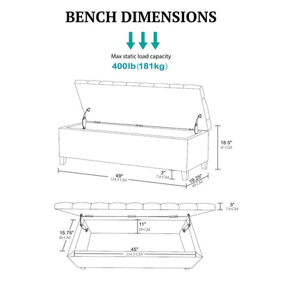 Banc de rangement capitonné Madison Park Sasha