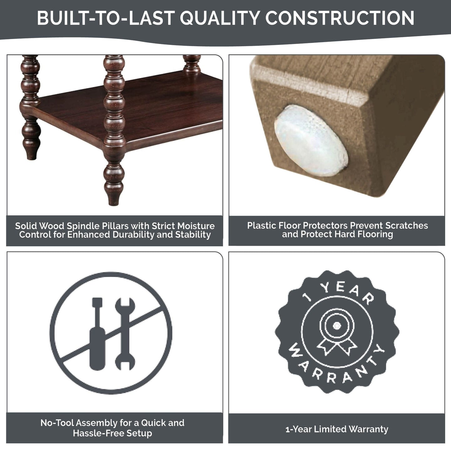 Table de chevet en bois tourné Beckett, signée Madison Park, avec tiroir et étagère.