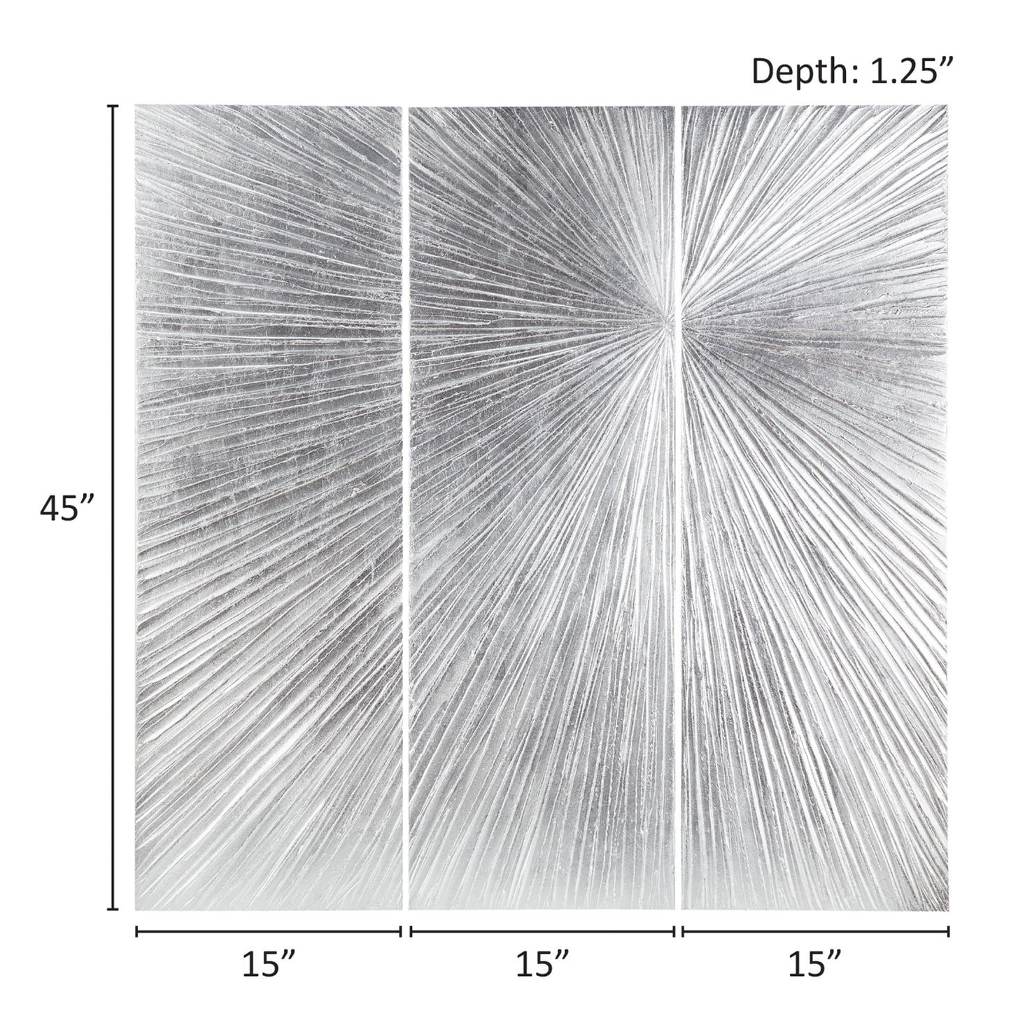 Ensemble de 3 triptyques peints à la main Madison Park Signature Sunburst en résine 3D