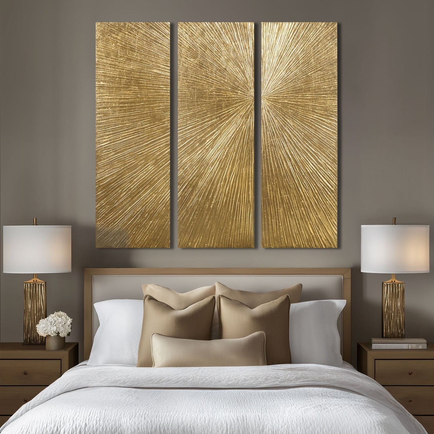 Ensemble de 3 triptyques peints à la main Madison Park Signature Sunburst en résine 3D