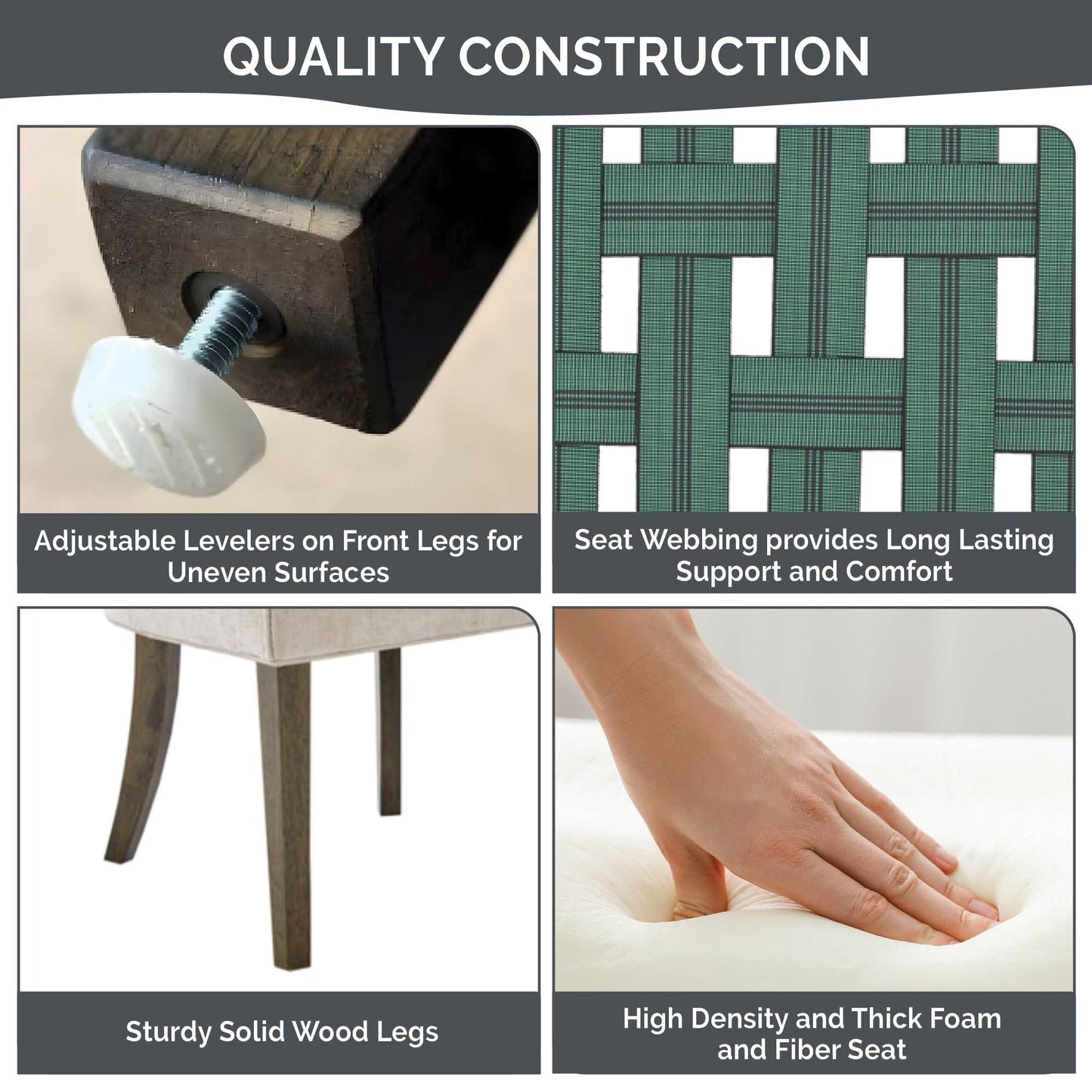 Chaises de salle à manger rembourrées Madison Park Signature Ultra avec pieds en bois (lot de 2) - Non disponible