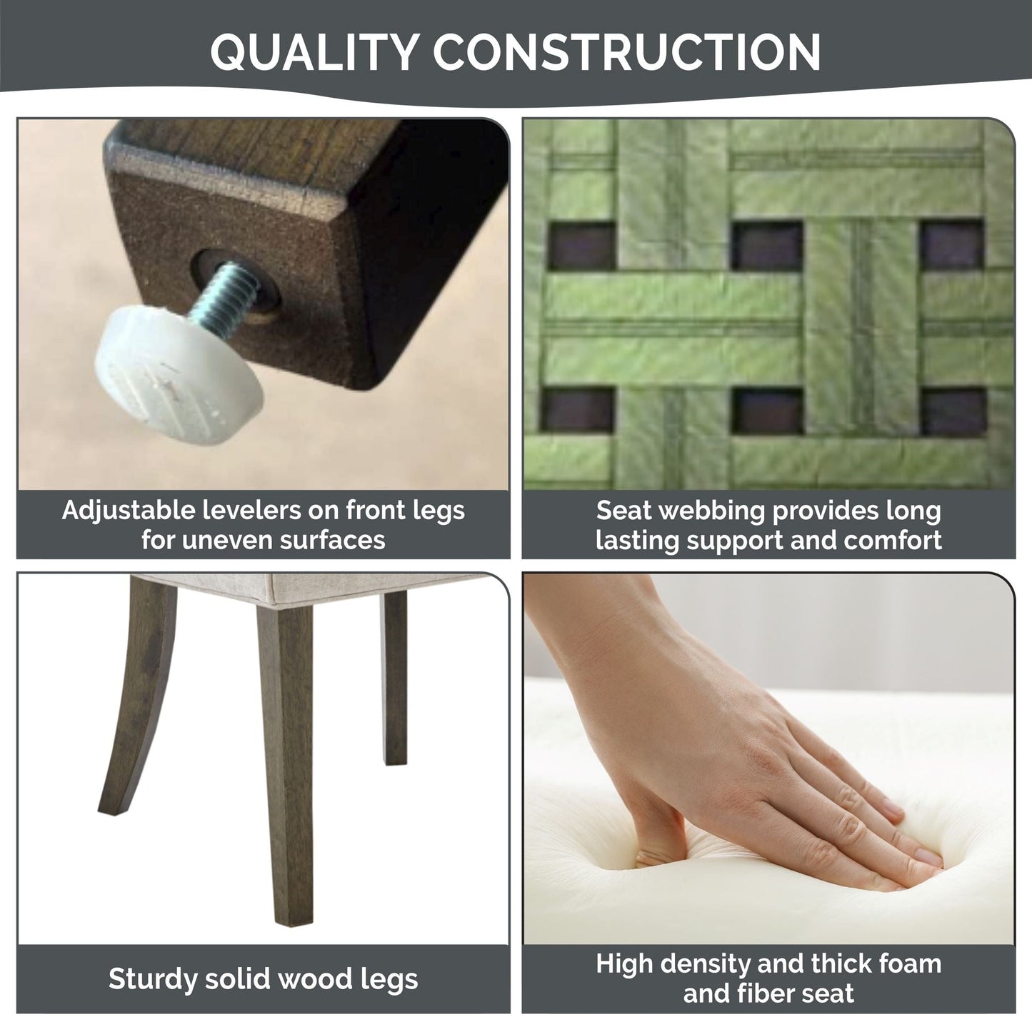 Chaises de salle à manger rembourrées Madison Park Signature Ultra avec pieds en bois (lot de 2) - Non disponible