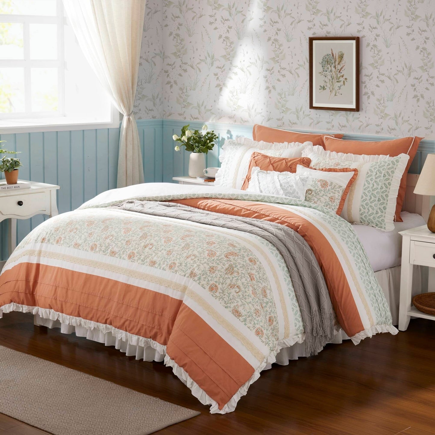 Ensemble de couette 9 pièces en percale de coton Vanessa de Madison Park