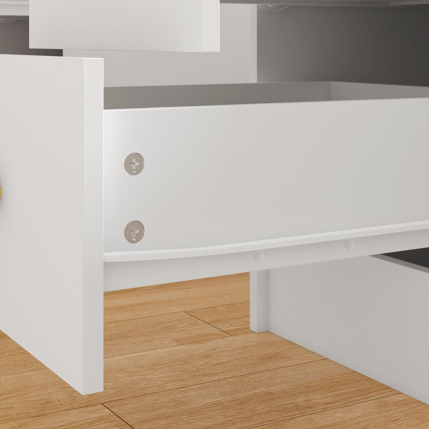 Coiffeuse avec miroir à trois volets, éclairage certifié, plateau en verre