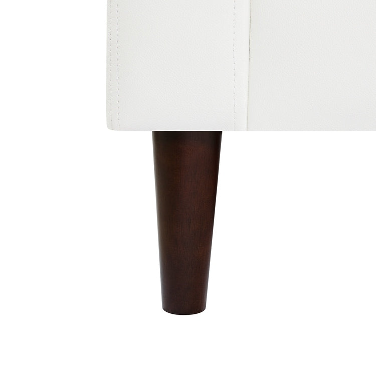 Canapé moderne en cuir véritable avec pieds en bois et coussin cylindrique supplémentaire