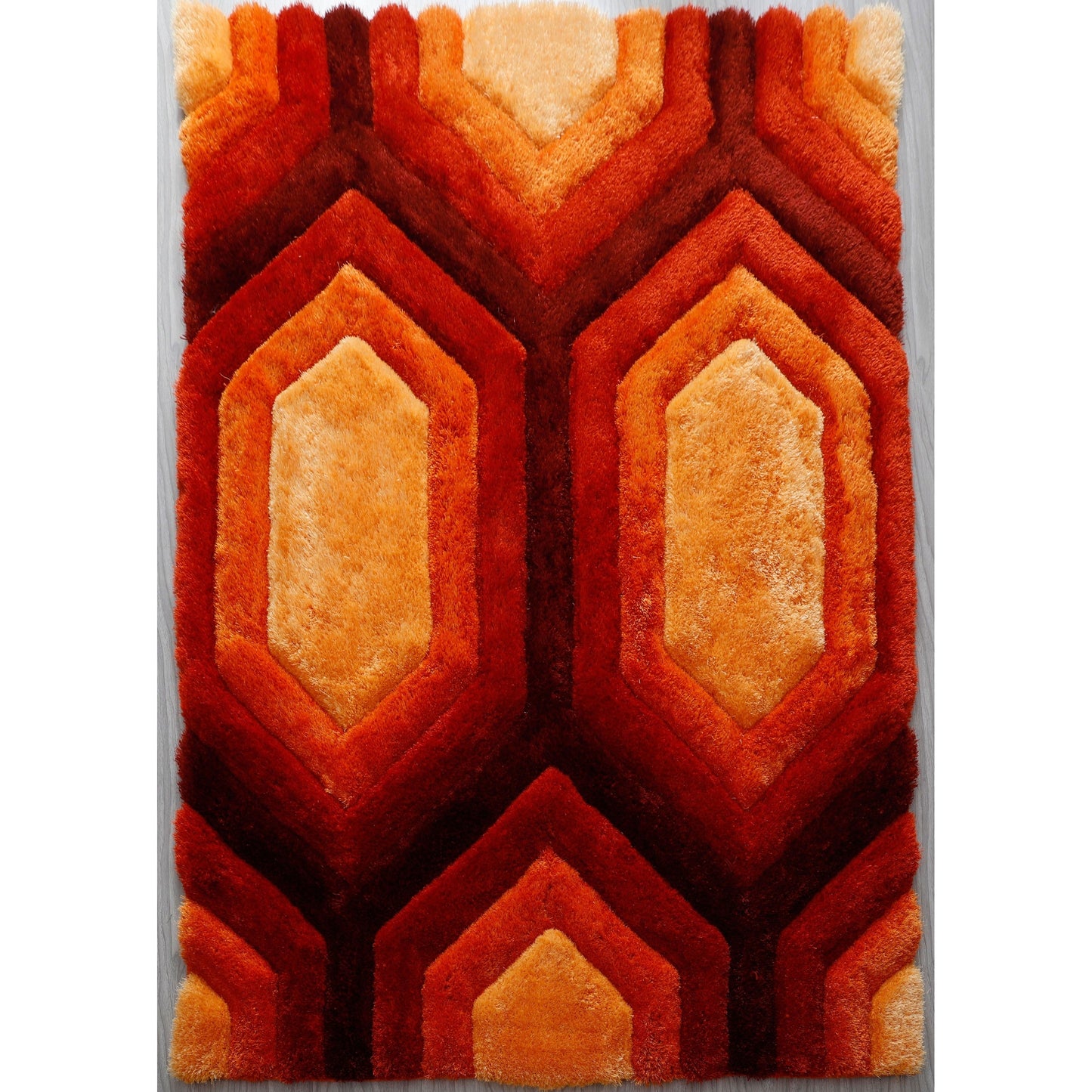 Tapis Mateos Shag rouge/orange au design contemporain