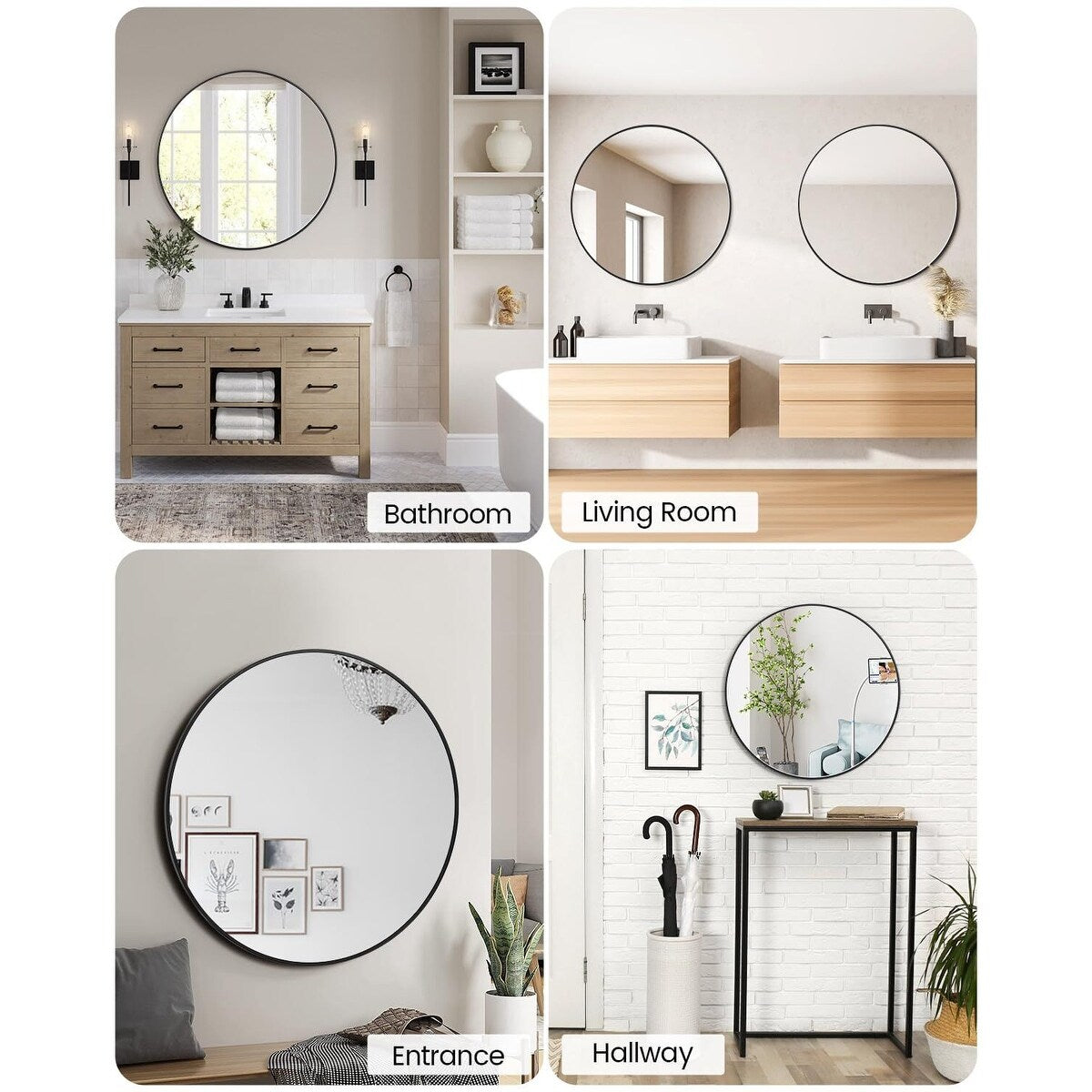 Miroir rond noir mat