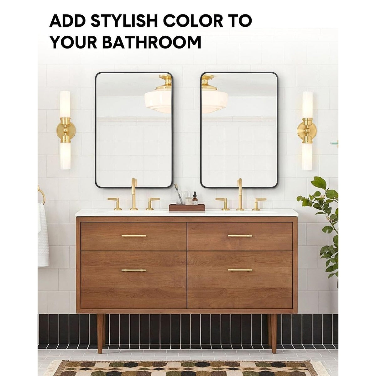 Miroir rond noir mat