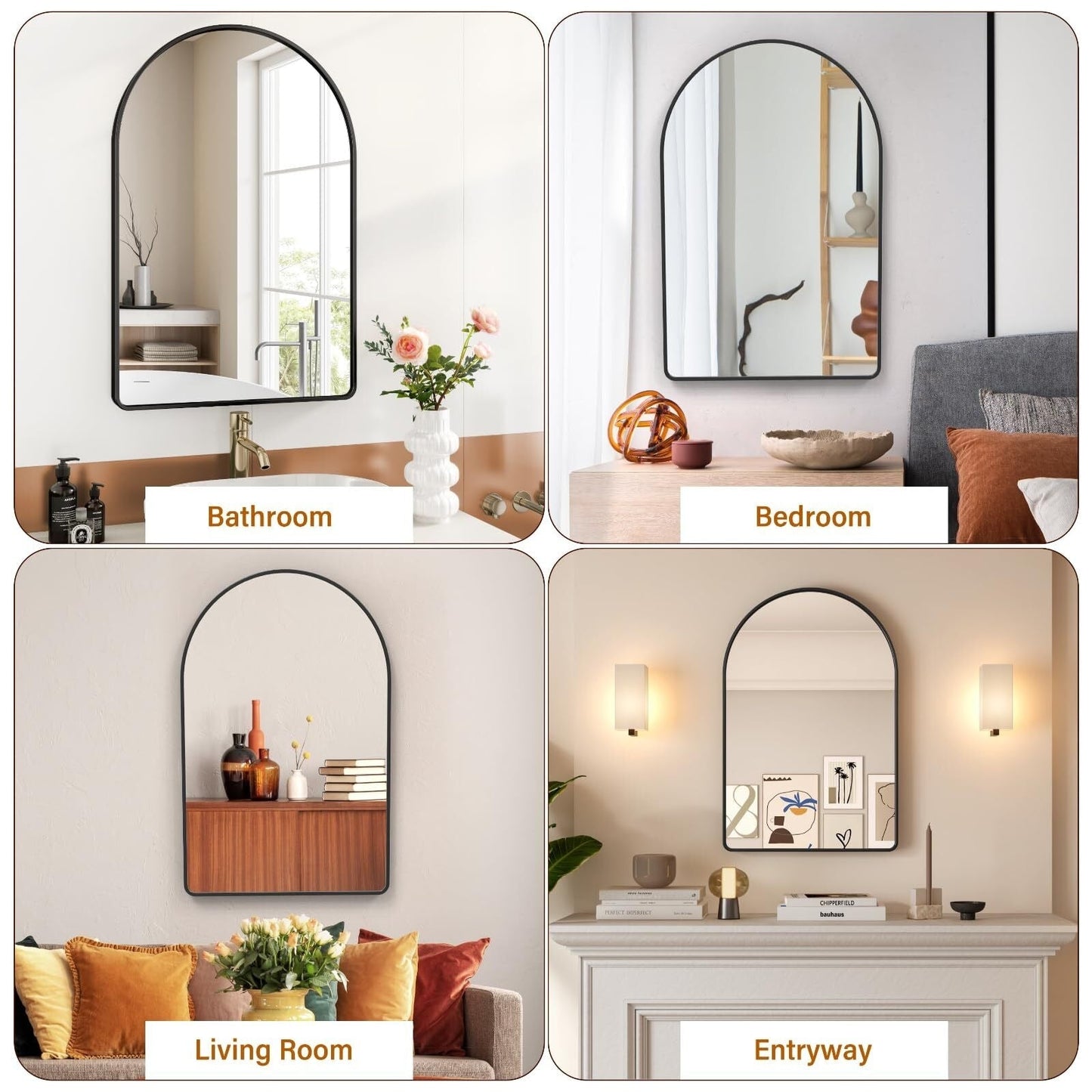 Miroir rond noir mat