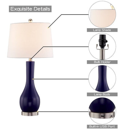 Ensemble de lampes de table en céramique 28,5 avec port USB (lot de 2)