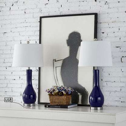 Ensemble de lampes de table en céramique 28,5 avec port USB (lot de 2)