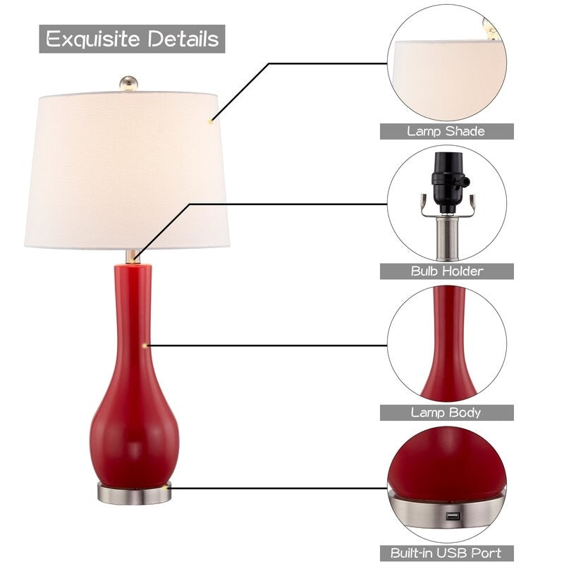 Ensemble de lampes de table en céramique 28,5 avec port USB (lot de 2)