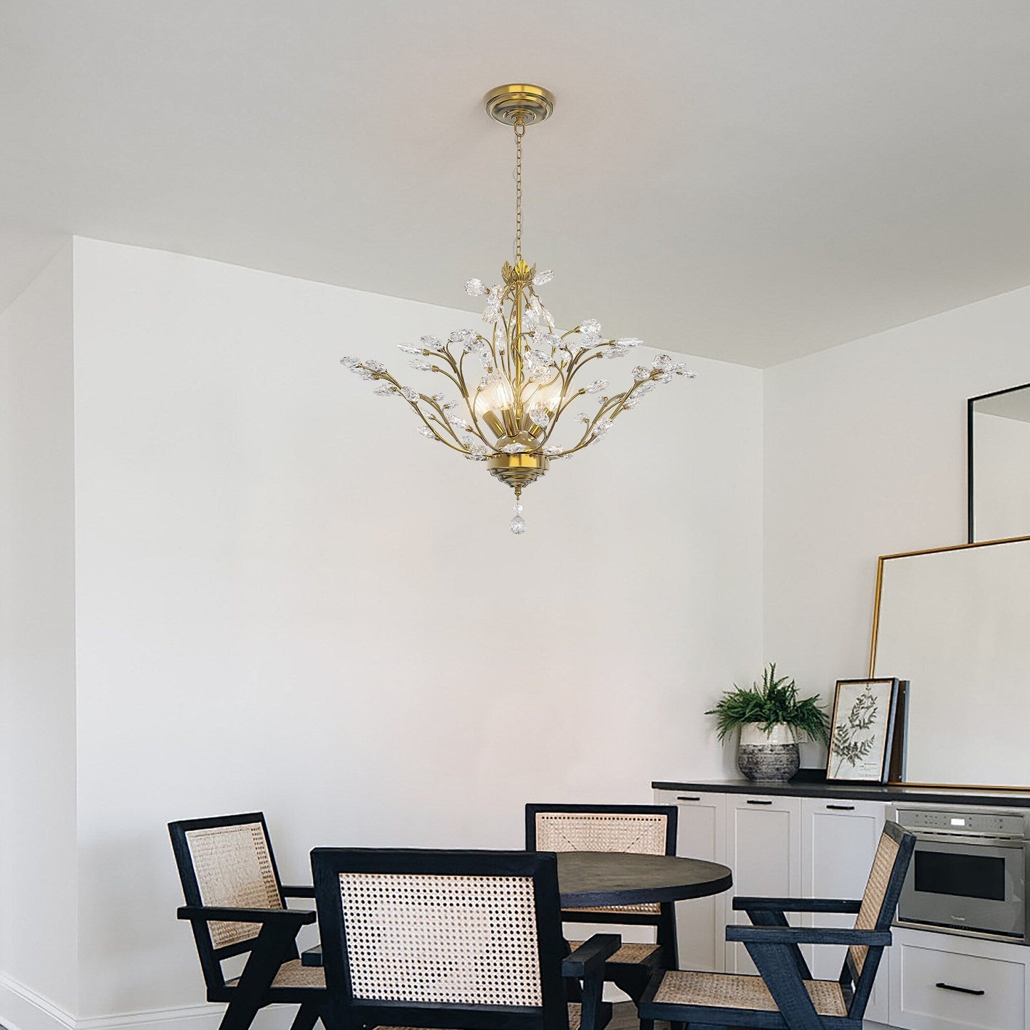 Maxax 4 - Lustre classique/traditionnel unique à 4 lumières avec accents de cristal