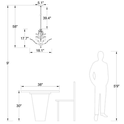 Maxax 4 - Lustre classique/traditionnel unique à 4 lumières avec accents de cristal