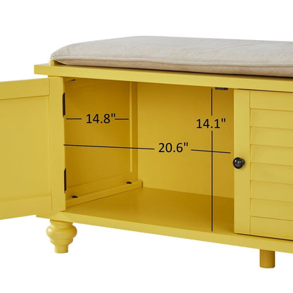 Banc de rangement à porte persienne avec coussin en velours Maybelle par iNSPIRE Q Classic