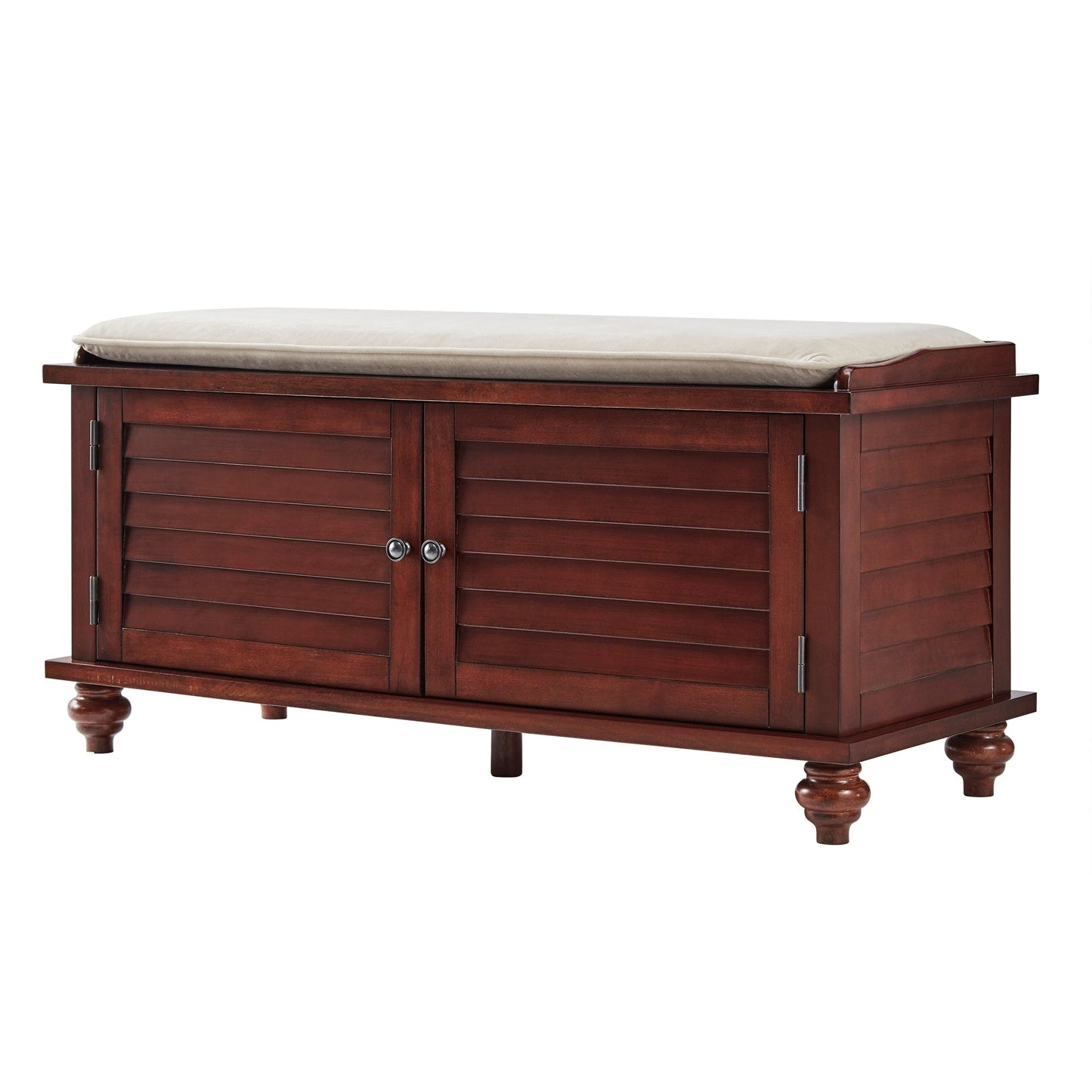 Banc de rangement à porte persienne avec coussin en velours Maybelle par iNSPIRE Q Classic