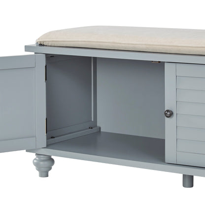 Banc de rangement à porte persienne avec coussin en velours Maybelle par iNSPIRE Q Classic