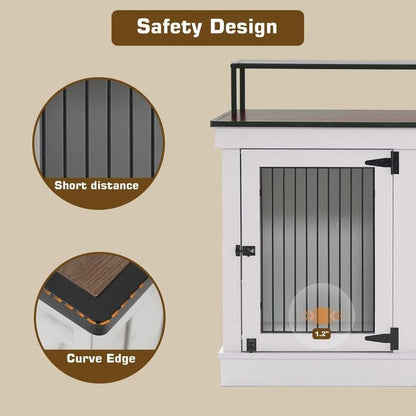 Meuble TV intégré pour grande cage à chien Mcombo, niche en bois avec double porte 1861