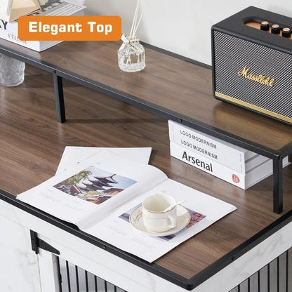 Meuble TV intégré pour grande cage à chien Mcombo, niche en bois avec double porte 1861