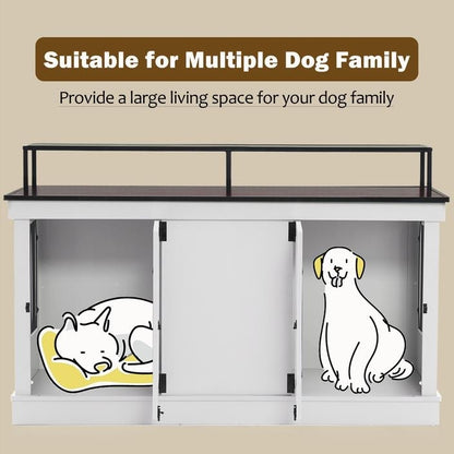 Meuble TV intégré pour grande cage à chien Mcombo, niche en bois avec double porte 1861