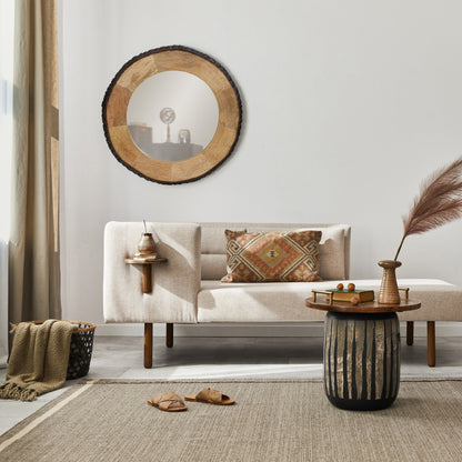 Miroir mural rond Meredith en bois brut de River of Goods - 30,5 x 1 x 30,5