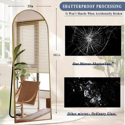 Miroir sur pied en métal arqué, miroir pleine longueur, miroir mural