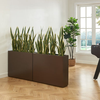 Jardinière métallique robuste pour plantes d'extérieur, 38 x 10 x 30 pouces (96,5 x 25,5 x 76 cm) avec séparateur en métal - 38 x 30 x 10