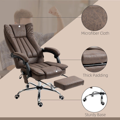 Fauteuil de bureau ergonomique, inclinable et massant en microfibre, avec dossier haut et chauffage, repose-pieds et télécommande