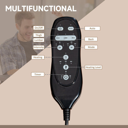 Fauteuil de bureau ergonomique, inclinable et massant en microfibre, avec dossier haut et chauffage, repose-pieds et télécommande