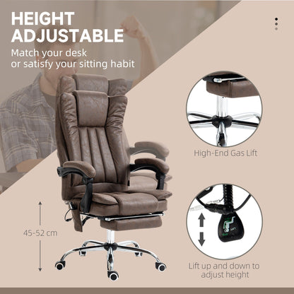 Fauteuil de bureau ergonomique, inclinable et massant en microfibre, avec dossier haut et chauffage, repose-pieds et télécommande