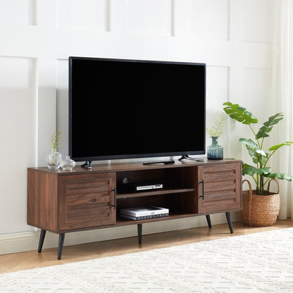 Meuble TV style Mid-Century Modern pour téléviseurs jusqu'à 70 pouces - Console multimédia - 52 cm (H) x 150 cm (L) x 39 cm (P)
