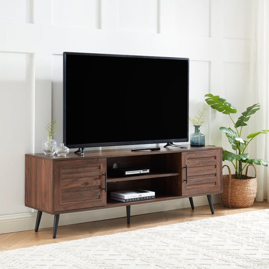Meuble TV style Mid-Century Modern pour téléviseurs jusqu'à 70 pouces - Console multimédia - 52 cm (H) x 150 cm (L) x 39 cm (P)