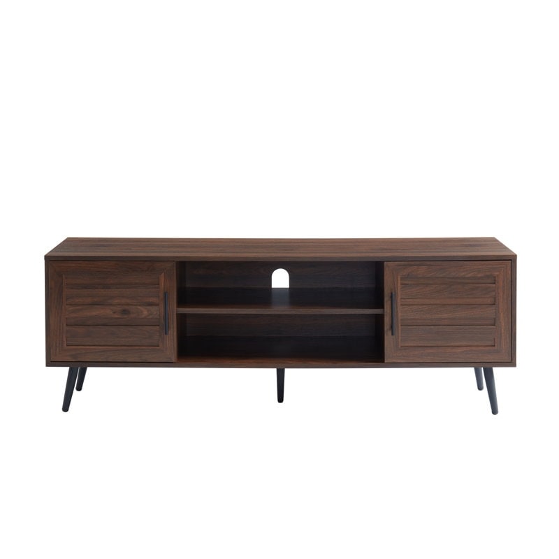 Meuble TV style Mid-Century Modern pour téléviseurs jusqu'à 70 pouces - Console multimédia - 52 cm (H) x 150 cm (L) x 39 cm (P)