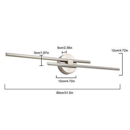 Applique murale minimaliste en métal linéaire à LED dimmable à 2 lumières