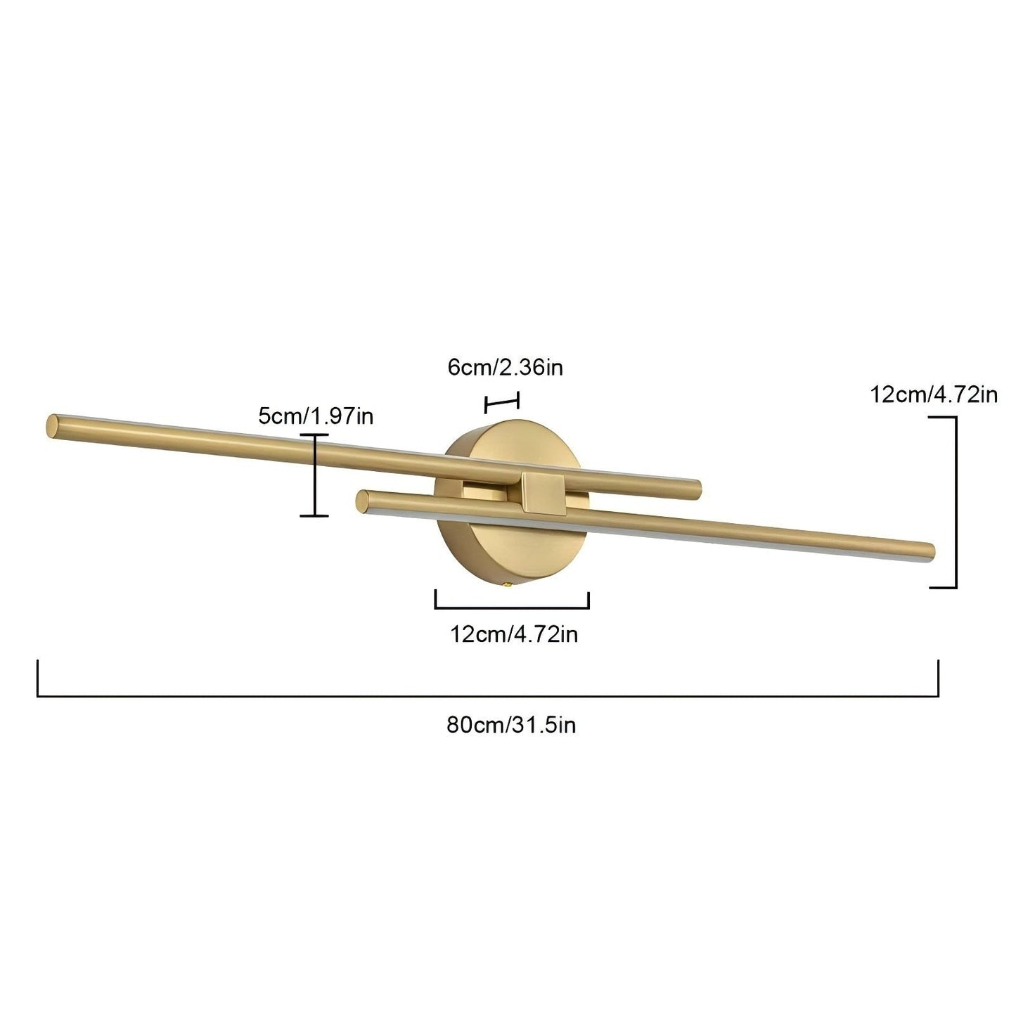 Applique murale minimaliste en métal linéaire à LED dimmable à 2 lumières