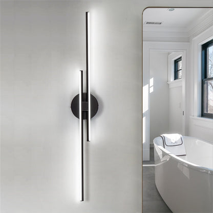 Applique murale minimaliste en métal linéaire à LED dimmable à 2 lumières