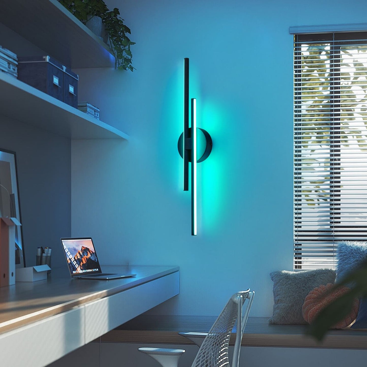 Applique murale minimaliste en métal linéaire à LED dimmable à 2 lumières