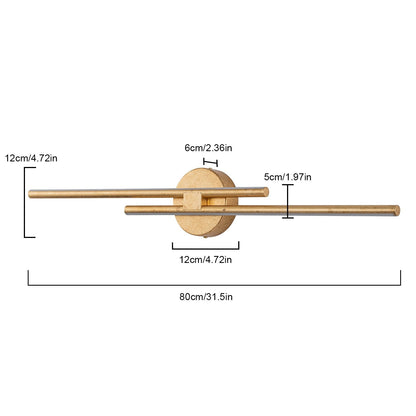 Applique murale minimaliste en métal linéaire à LED dimmable à 2 lumières