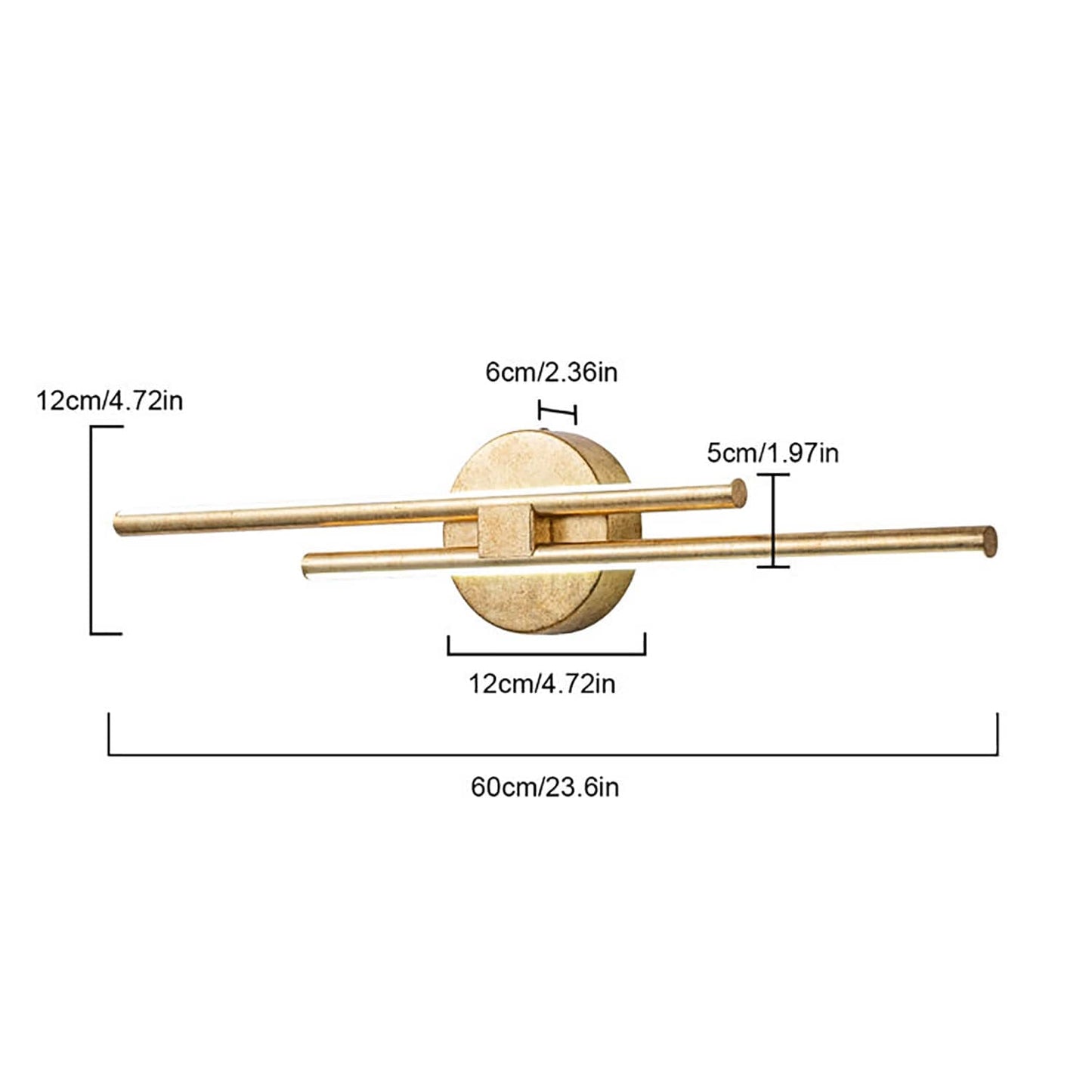 Applique murale minimaliste en métal linéaire à LED dimmable à 2 lumières