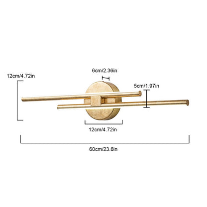 Applique murale minimaliste en métal linéaire à LED dimmable à 2 lumières