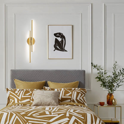 Applique murale minimaliste en métal linéaire à LED dimmable à 2 lumières