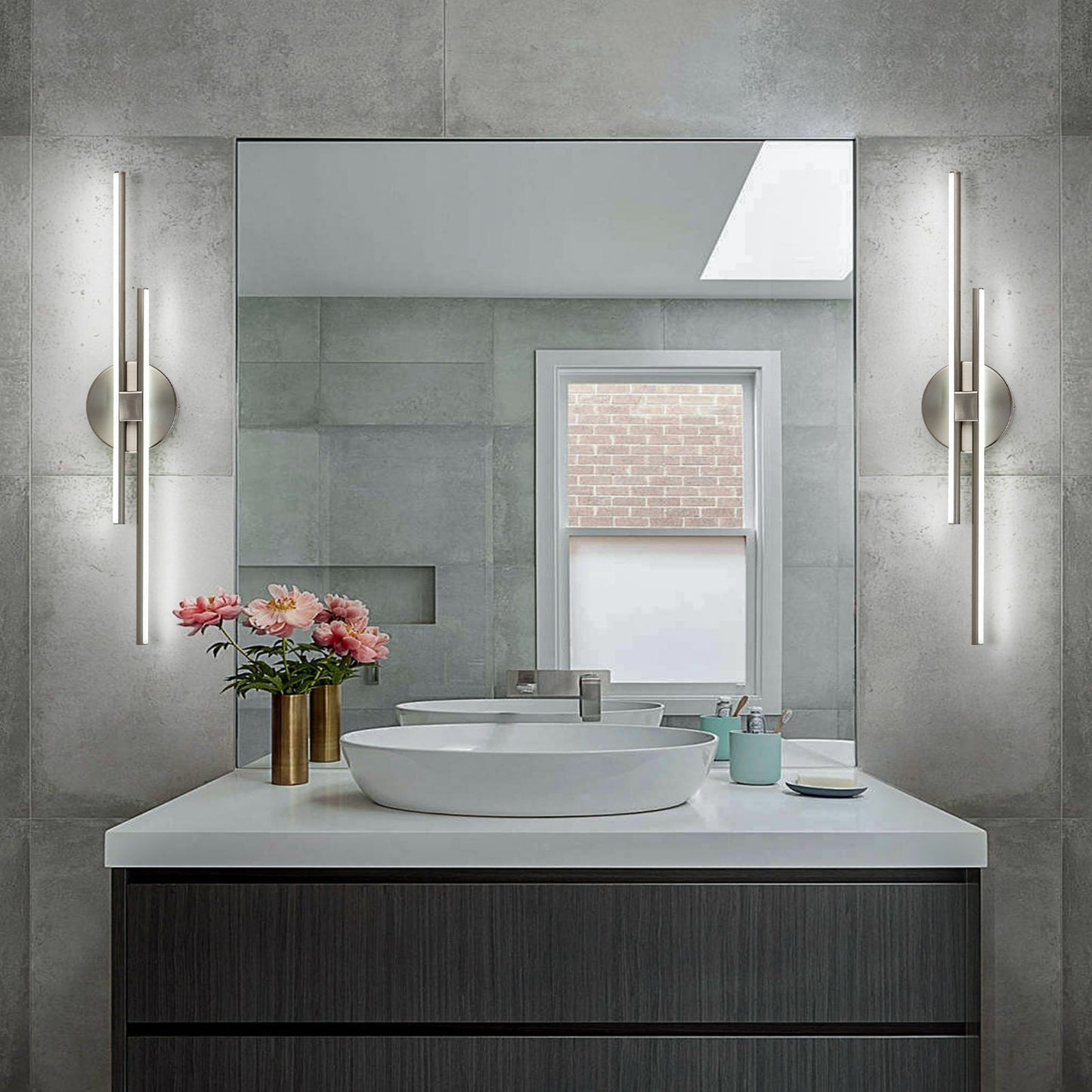 Applique murale minimaliste en métal linéaire à LED dimmable à 2 lumières