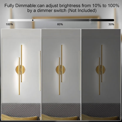 Applique murale minimaliste en métal linéaire à LED dimmable à 2 lumières