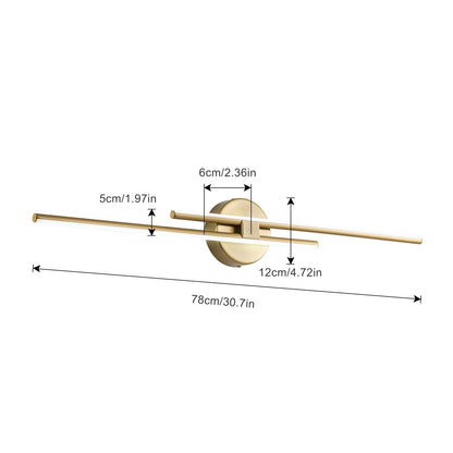 Applique murale minimaliste en métal linéaire à LED dimmable à 2 lumières