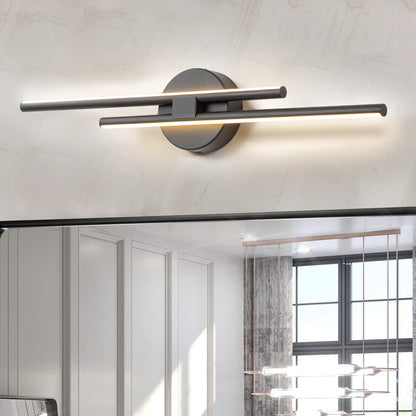 Applique murale minimaliste en métal linéaire à LED dimmable à 2 lumières