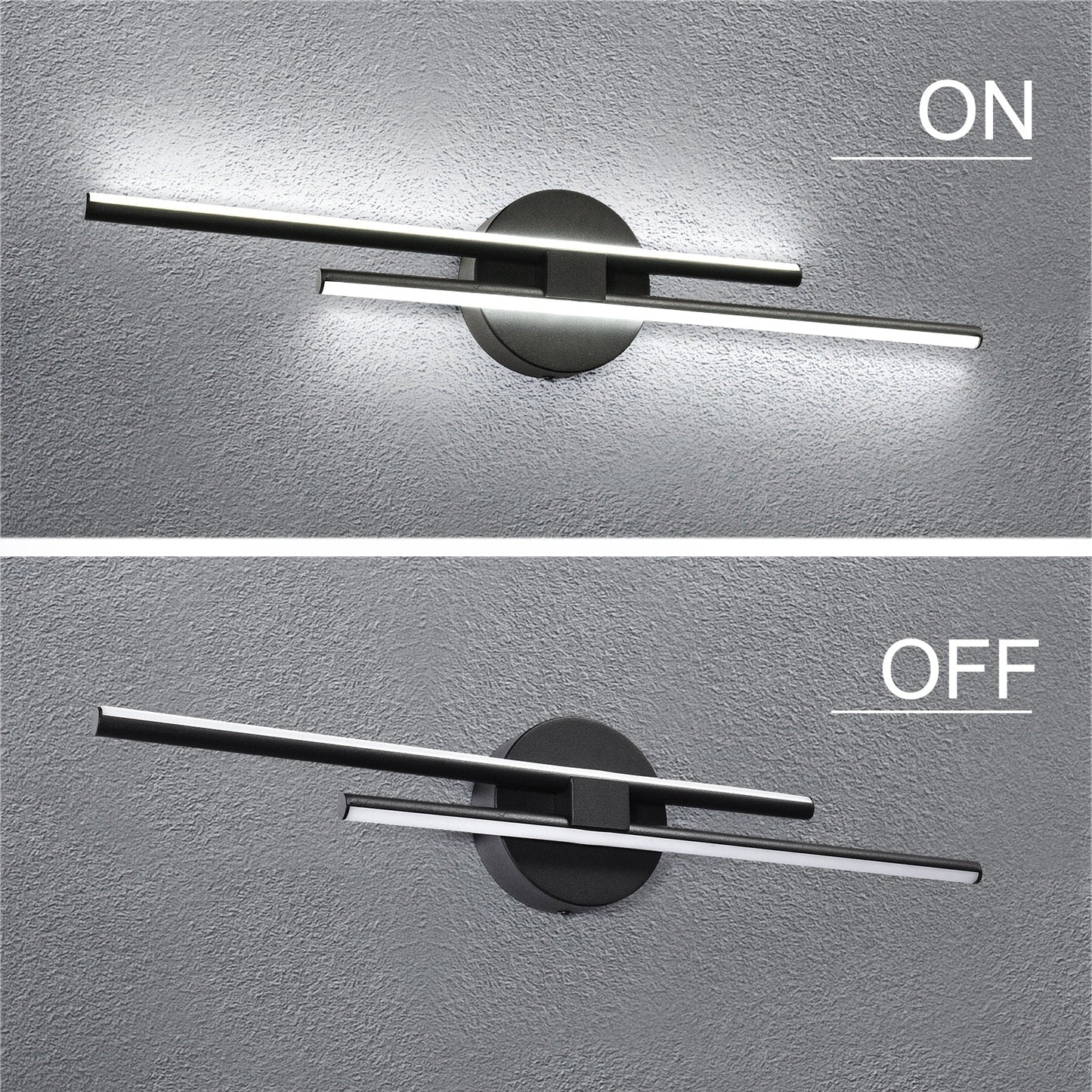 Applique murale minimaliste en métal linéaire à LED dimmable à 2 lumières