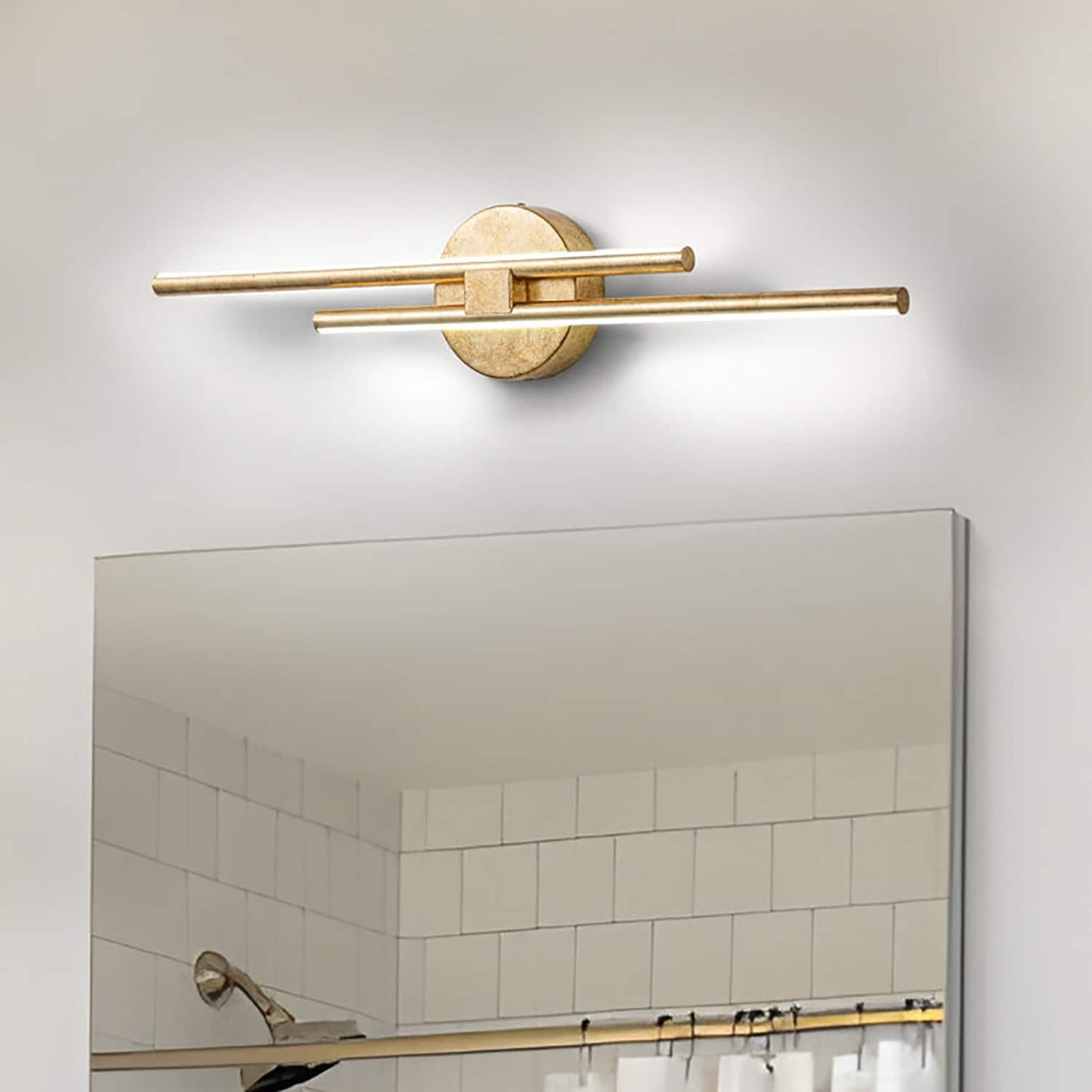 Applique murale minimaliste en métal linéaire à LED dimmable à 2 lumières