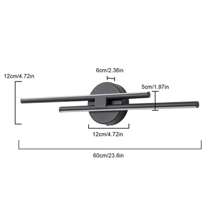 Applique murale minimaliste en métal linéaire à LED dimmable à 2 lumières