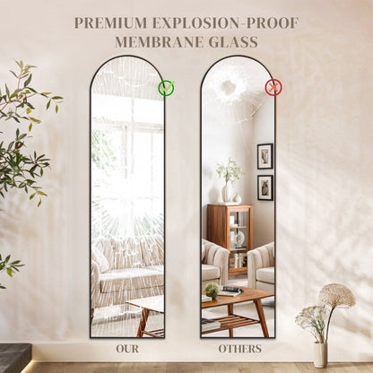 Miroir mural pleine longueur avec verre incassable, sur pied pour chambre ou dressing